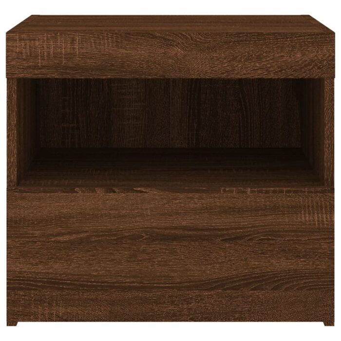 Tables de chevet et lumières LED 2 pcs chêne marron 50x40x45 cm – Image 7