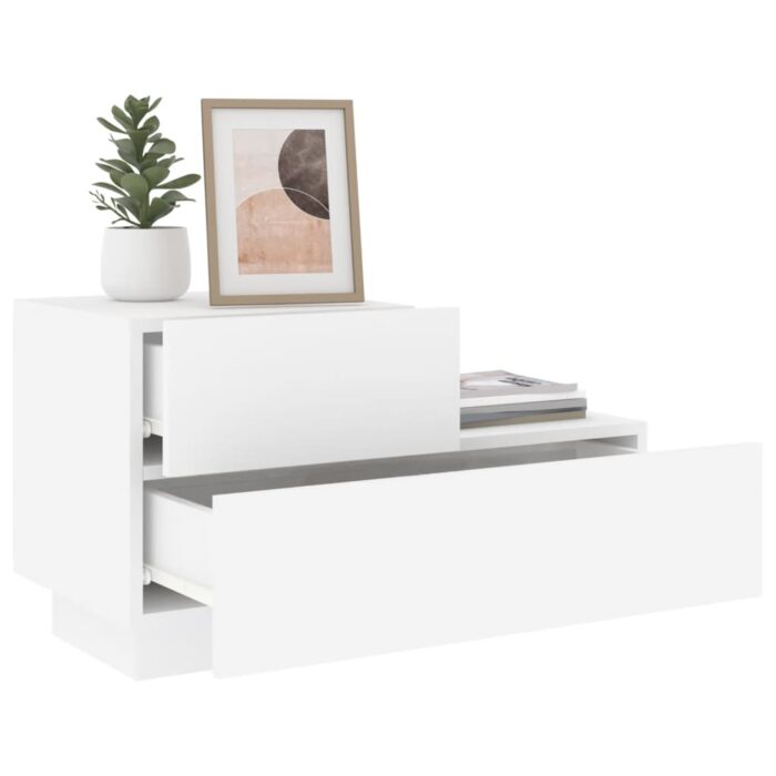 Table de chevet avec lumières LED blanc 70x36x40,5 cm – Image 2