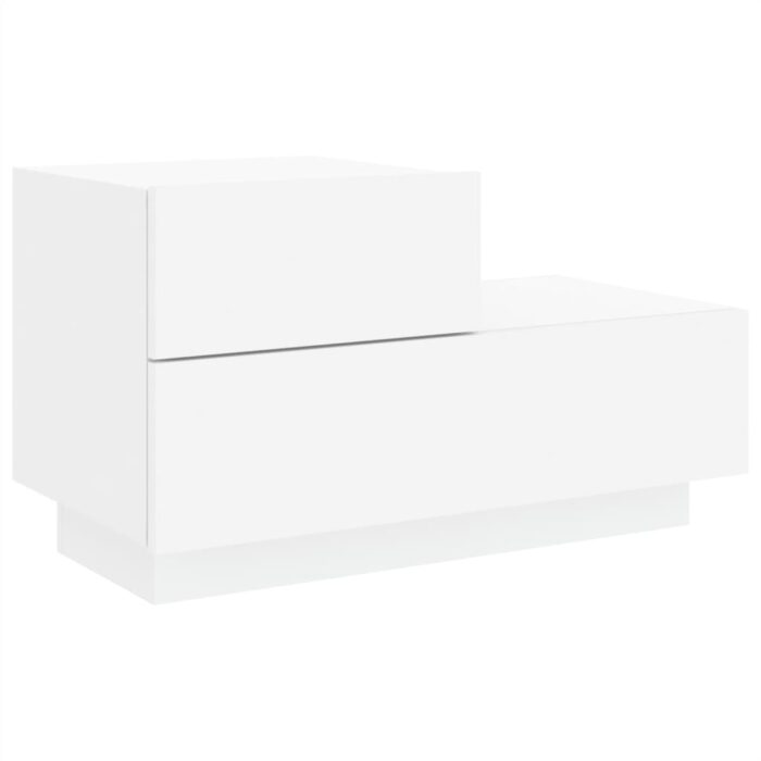 Table de chevet avec lumières LED blanc 70x36x40,5 cm – Image 3
