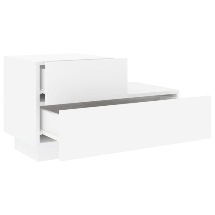 Table de chevet avec lumières LED blanc 70x36x40,5 cm – Image 4