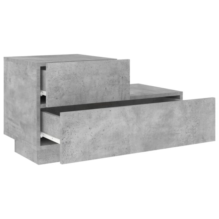 Table de chevet avec lumières LED gris béton 70x36x40,5 cm – Image 4