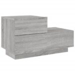 Table de chevet avec lumières LED sonoma gris 70x36x40,5 cm – Image 3