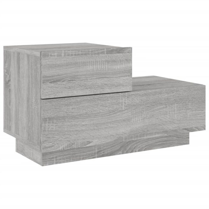Table de chevet avec lumières LED sonoma gris 70x36x40,5 cm – Image 3
