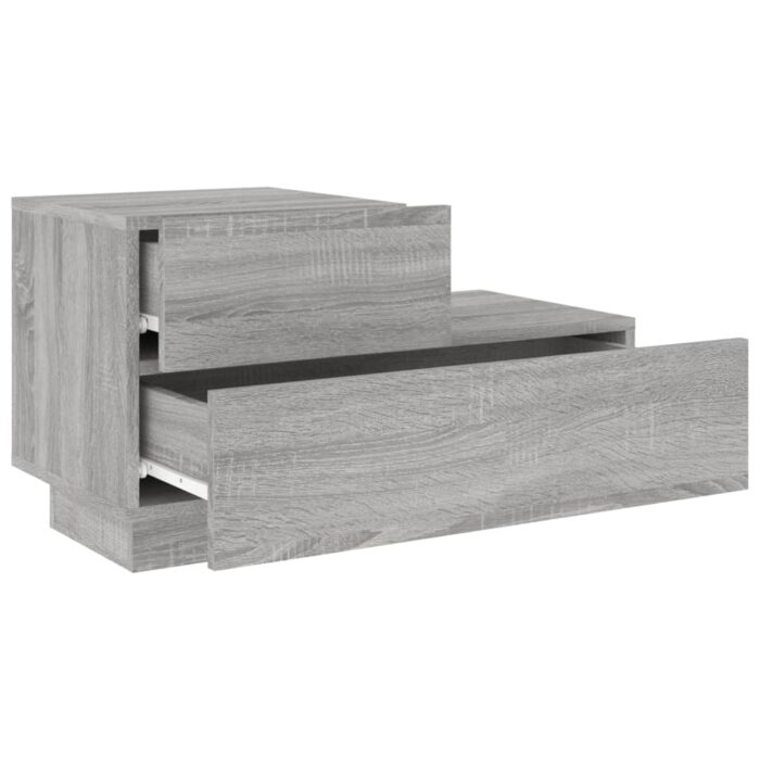 Table de chevet avec lumières LED sonoma gris 70x36x40,5 cm – Image 4