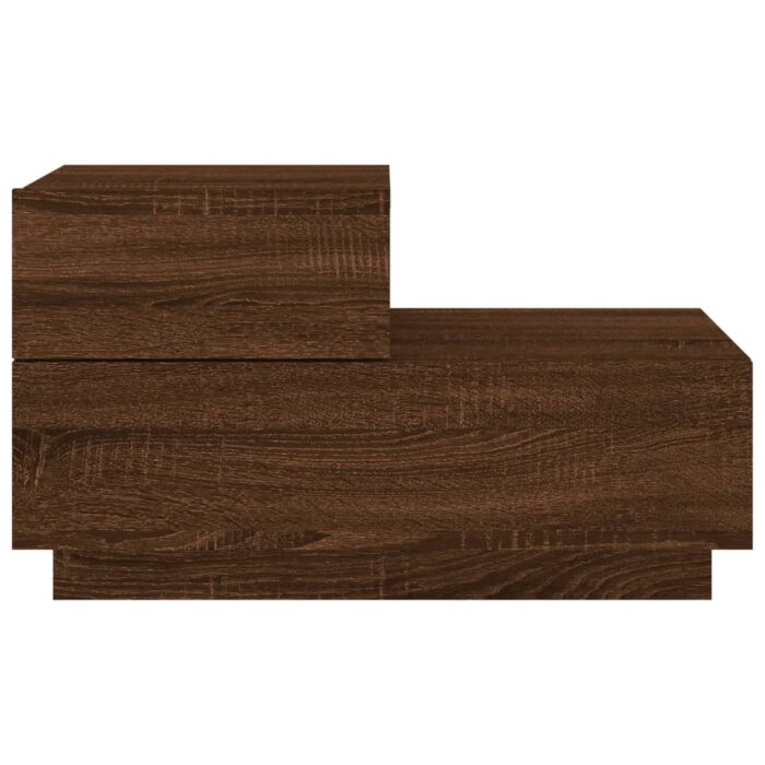 Table de chevet avec lumières LED chêne marron 70x36x40,5 cm – Image 5