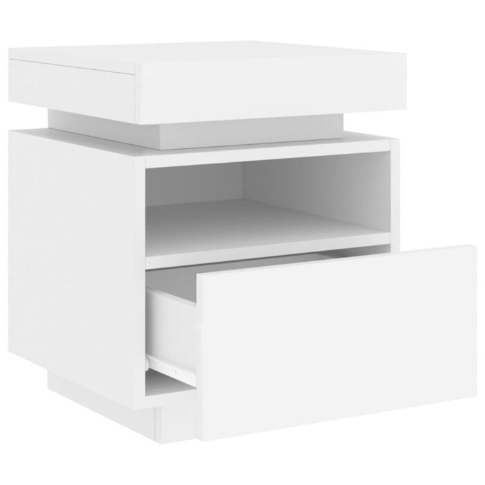 Armoire de chevet avec lumières LED blanc 40x39x48,5 cm – Image 4
