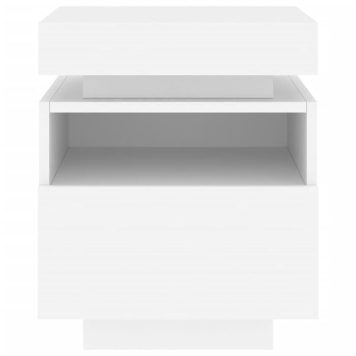 Armoire de chevet avec lumières LED blanc 40x39x48,5 cm – Image 5