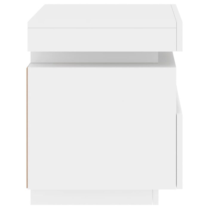 Armoire de chevet avec lumières LED blanc 40x39x48,5 cm – Image 6
