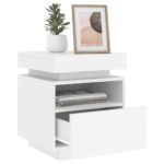 Armoires de chevet avec lumières LED 2 pcs blanc 40x39x48,5 cm – Image 2