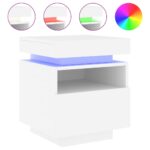 Armoires de chevet avec lumières LED 2 pcs blanc 40x39x48,5 cm – Image 3