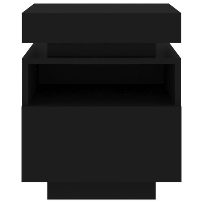 Armoire de chevet avec lumières LED noir 40x39x48,5 cm – Image 5