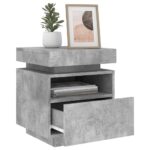 Armoires de chevet avec lumières LED 2 pcs gris béton – Image 2