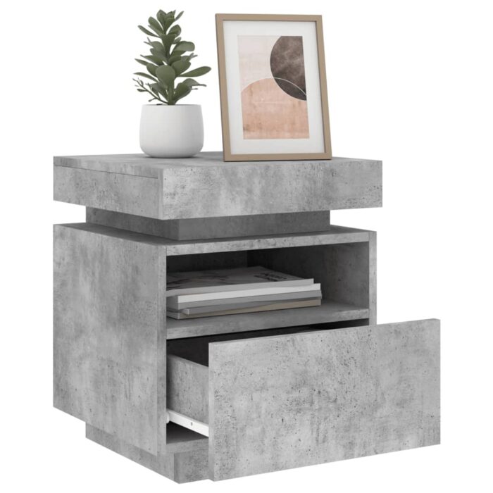 Armoires de chevet avec lumières LED 2 pcs gris béton – Image 2