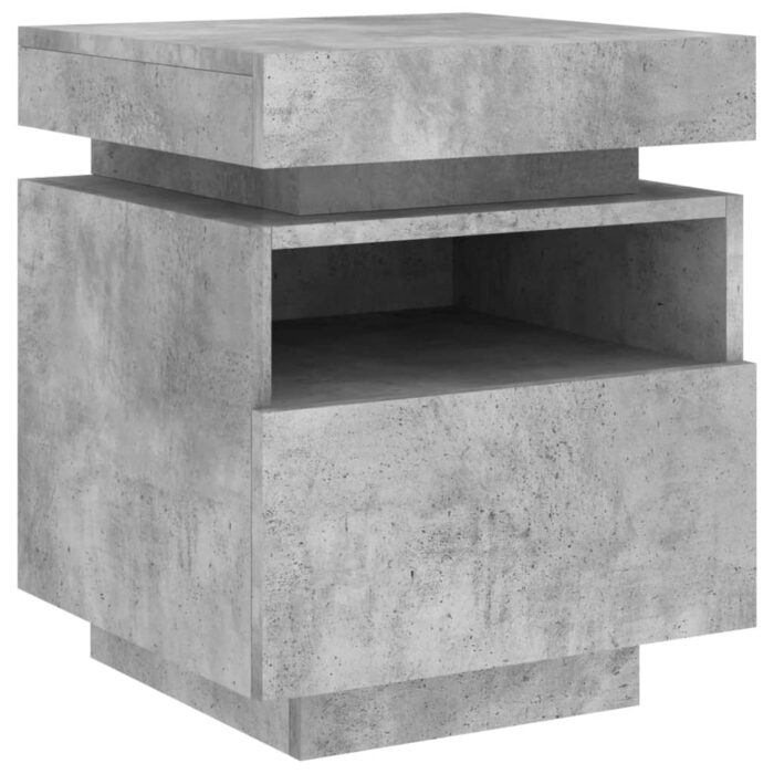 Armoires de chevet avec lumières LED 2 pcs gris béton – Image 4