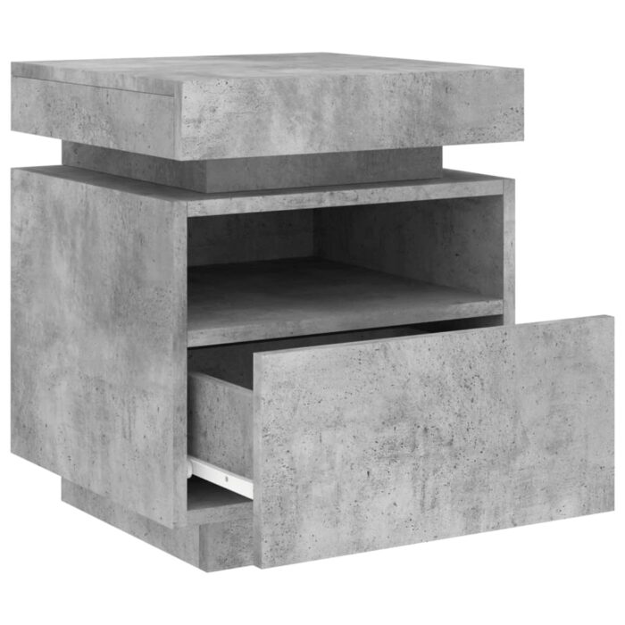 Armoires de chevet avec lumières LED 2 pcs gris béton – Image 5