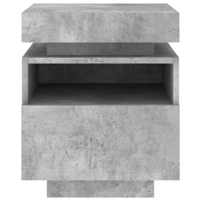 Armoires de chevet avec lumières LED 2 pcs gris béton – Image 6