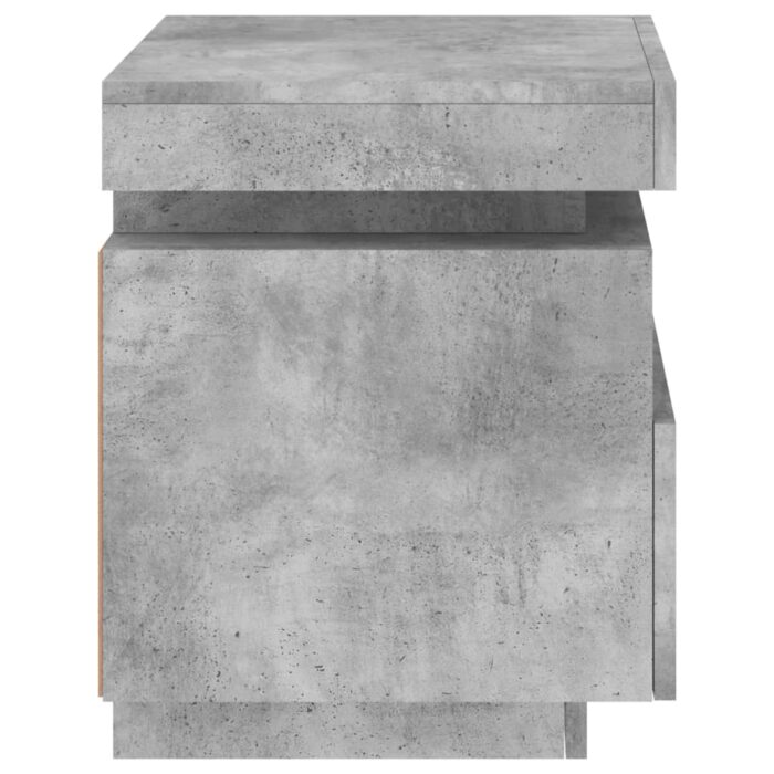 Armoires de chevet avec lumières LED 2 pcs gris béton – Image 7