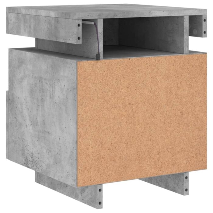 Armoires de chevet avec lumières LED 2 pcs gris béton – Image 8