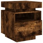 Armoire de chevet avec lumières LED chêne fumé 40x39x48,5 cm – Image 3