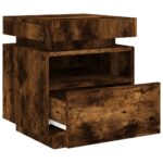 Armoires de chevet avec lumières LED 2 pcs chêne fumé – Image 5