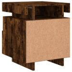 Armoires de chevet avec lumières LED 2 pcs chêne fumé – Image 8