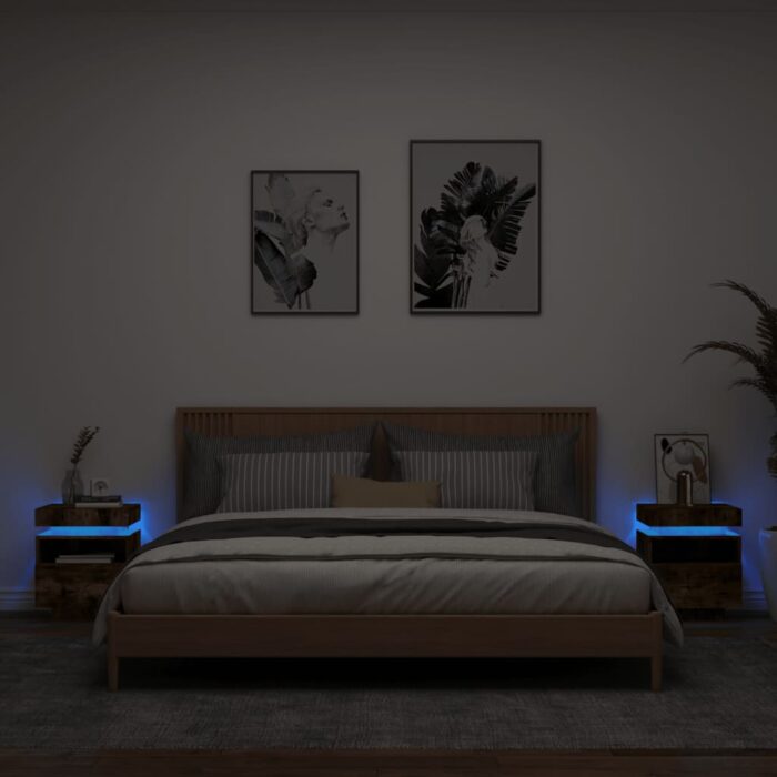VXL8721012253773_m_en_hd_1.jpg Armoires de chevet avec lumières LED 2 pcs chêne fumé – Image 1