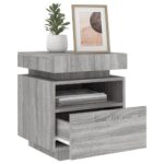 Armoire de chevet avec lumières LED sonoma gris 40x39x48,5 cm – Image 2