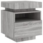 Armoire de chevet avec lumières LED sonoma gris 40x39x48,5 cm – Image 3