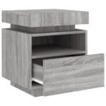 Armoire de chevet avec lumières LED sonoma gris 40x39x48,5 cm – Image 4