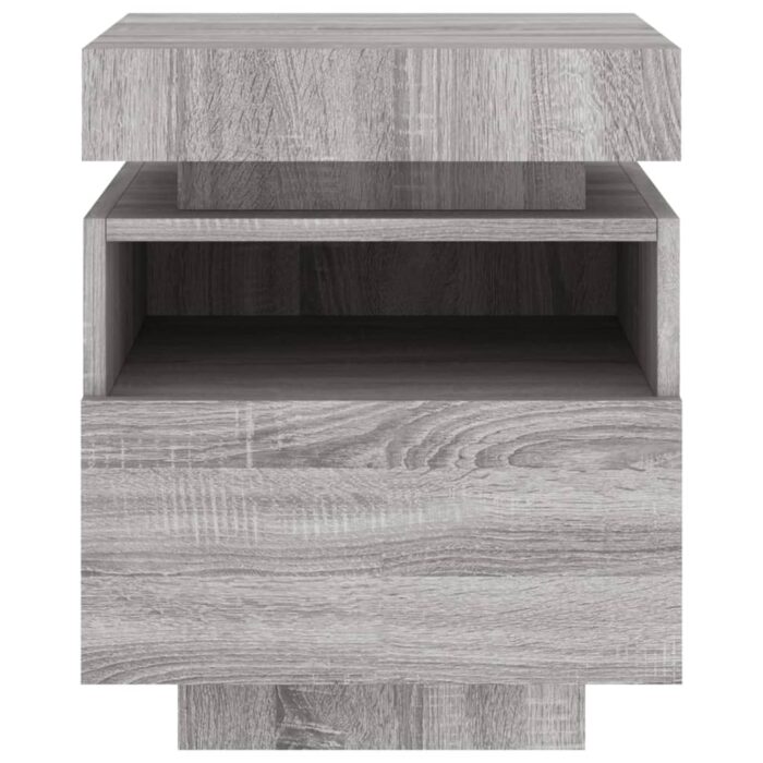 Armoire de chevet avec lumières LED sonoma gris 40x39x48,5 cm – Image 5