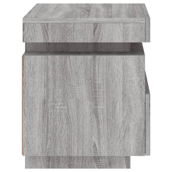 Armoire de chevet avec lumières LED sonoma gris 40x39x48,5 cm – Image 6