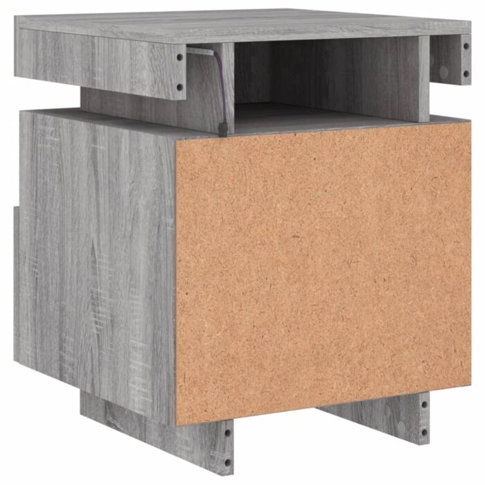 Armoire de chevet avec lumières LED sonoma gris 40x39x48,5 cm – Image 7