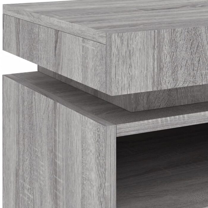 Armoire de chevet avec lumières LED sonoma gris 40x39x48,5 cm – Image 8
