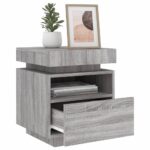 Armoires de chevet avec lumières LED 2 pcs sonoma gris – Image 2