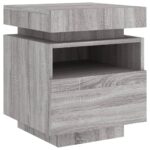 Armoires de chevet avec lumières LED 2 pcs sonoma gris – Image 4
