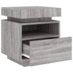 Armoires de chevet avec lumières LED 2 pcs sonoma gris – Image 5