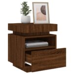 Armoire de chevet avec lumières LED chêne marron 40x39x48,5 cm – Image 2