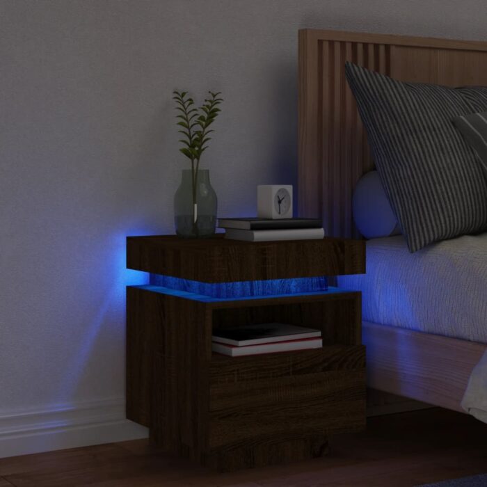 VXL8721012253803_m_en_hd_1.jpg Armoire de chevet avec lumières LED chêne marron 40x39x48,5 cm – Image 1