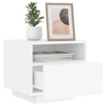 Table de chevet avec lumières LED blanc 40x39x37 cm – Image 2
