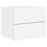 Tables de chevet murales avec lumières LED 2 pcs blanc – Image 4