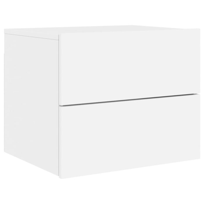 Tables de chevet murales avec lumières LED 2 pcs blanc – Image 4