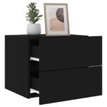 Table de chevet murale avec lumières LED noir – Image 3