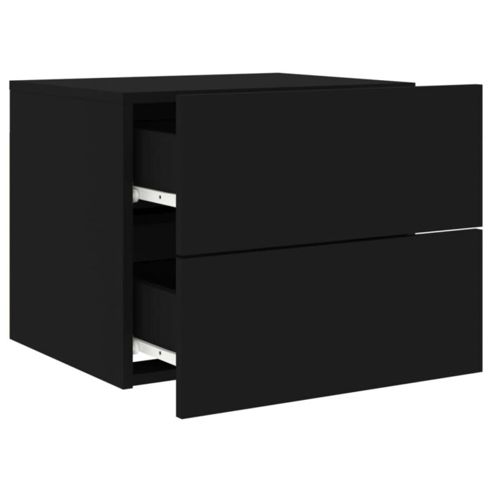 Table de chevet murale avec lumières LED noir – Image 4