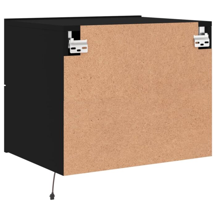 Table de chevet murale avec lumières LED noir – Image 7