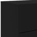 Table de chevet murale avec lumières LED noir – Image 8