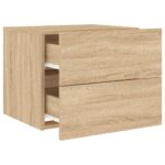 Table de chevet murale avec lumières LED chêne sonoma – Image 4