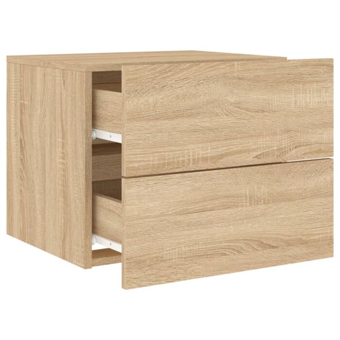 Table de chevet murale avec lumières LED chêne sonoma – Image 4