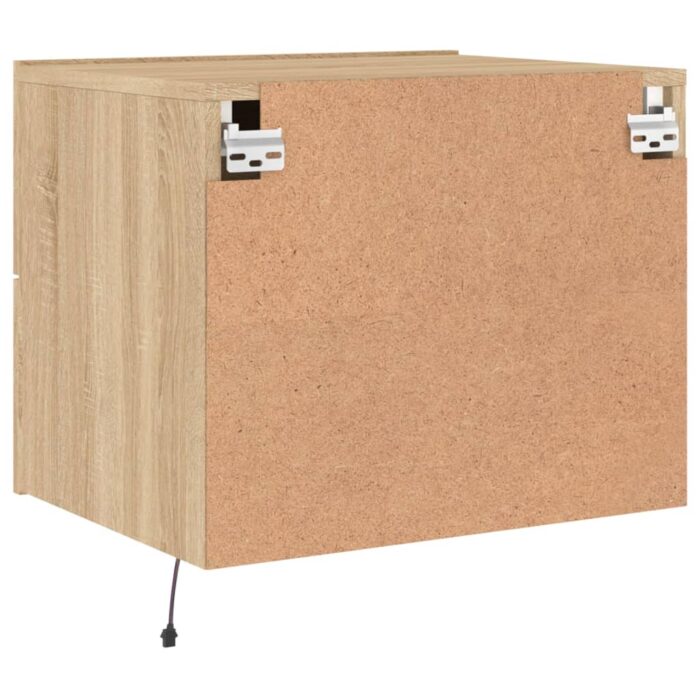 Table de chevet murale avec lumières LED chêne sonoma – Image 7