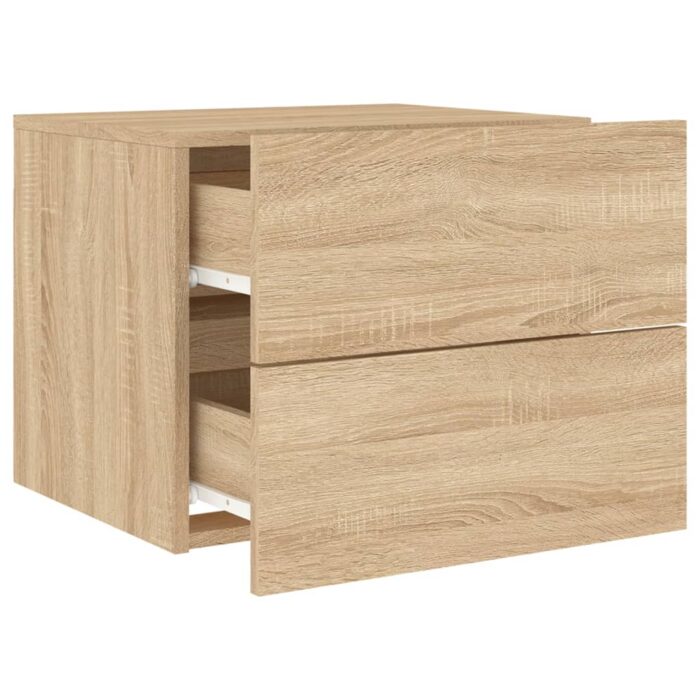 Tables de chevet murales avec lumières LED 2 pcs chêne sonoma – Image 5
