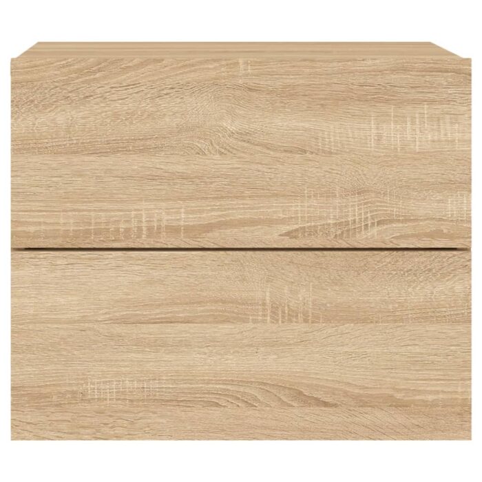Tables de chevet murales avec lumières LED 2 pcs chêne sonoma – Image 6